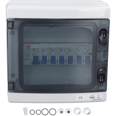 Boîte de distribution étanche 6 voies 6MCB + RCD 230V pour intérieur extérieur (1/5)