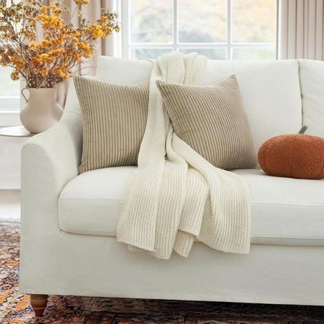 Housse Coussin 40x60 Decoratif en Velours Ctelé Taupe Lot de 2 Housse de Coussin Décorative,60 x 40 cm (Lo PROTECTION DES COUTEAUX (1/5)