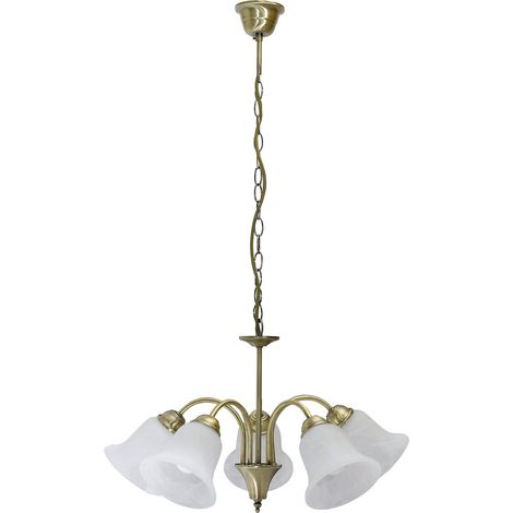 Lampe à suspension Francesca métal verre bronze / riz verre pierre Ø60cm H: 33cm (1/3)