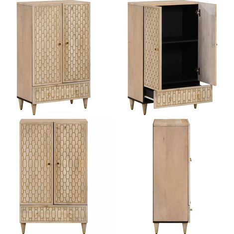 Highboard 60x33x100 cm Massivholz Mango - Hochschrank - Massivholz (1/5)