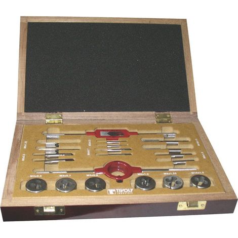 Coffret mixte tarauds filières M3 à M10 - 20 pièces en coffret bois - Tivoly