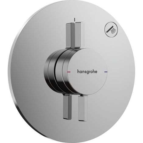 Mitigeur de douche encastré, Robinet douche rond 1 sortie, Mitigeur monocommande pour iBox universal 2, Chromé, 75618000 (1/5)