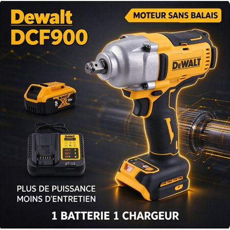 DEWALT DCF900 Clé à chocs sans fil 20V, couple élevé, 1 batterie lithium 5Ah et chargeur inclus, outil professionnel (1/5)