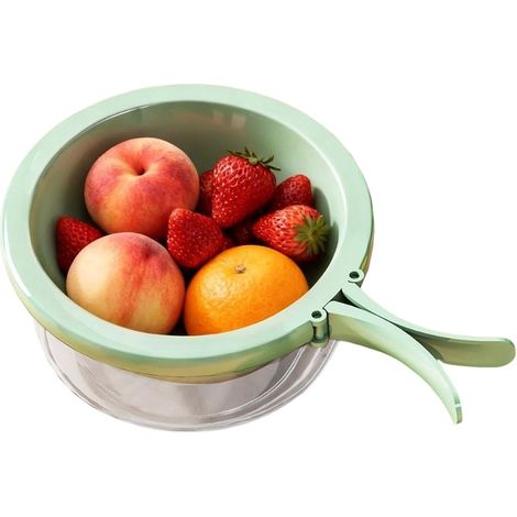 Foldable Cleaner Bowl, Fruit Washing Basket, 8.85x8.85x4.13in Vegetable Strainer with Lid Handle Design, Sturdy Food Grade Colander, Multifunction Kitchen Style, Salad Prep Tool for Camping Home Use (1/5)