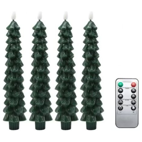 VURAHOME - 4 bougies coniques sans flamme avec minuterie de 6 heures, bougeoirs d'arbre de Noël de 9,5 pouces, bougies de fenêtre à piles en cire véritable avec flamme vacillante 3D pour cheminée de N (1/5)