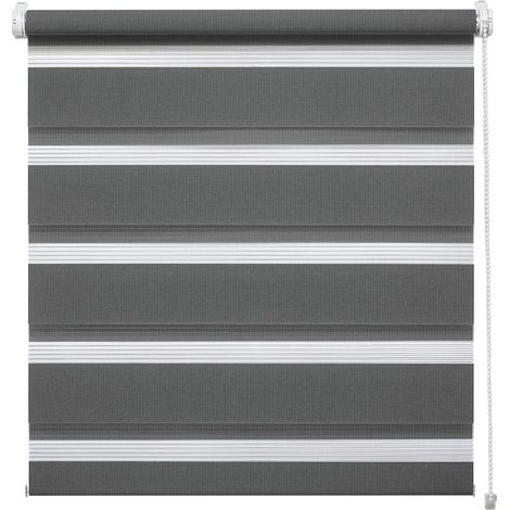 Deco Company, Tenda a Rullo Doppia a Incastro, Con Catenella Laterale e Installabile Senza Forare, Bande Trasparenti e Opache, Materiale di Montaggio Incluso, Poliestere, Antracite, 50 x 150 cm (1/5)