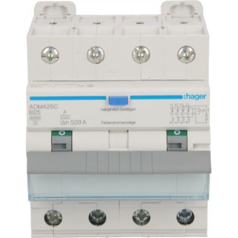 Disjoncteur différentiel 4P B25A 0,03A Type A 6kA ADM425C