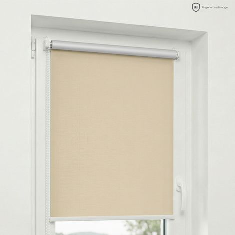 Estika - Store enrouleur occultant sans perçage - 90 x 220 cm - Ivoire - Isolation thermique et protection solaire pour fentres intérieures - Fixation Klemmfix (1/5)