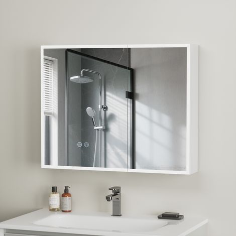 Armoire de Toilette Miroir LED 75x60 cm [Livrée Montée] - Prise + USB - ABS Haute Qualité - Anti-buée & Tactile - AquaWise