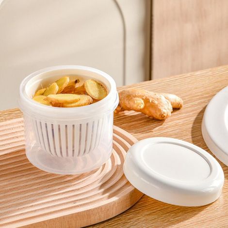 Récipients de conservation des aliments à l'ail avec panier de drainage pour boîte scellée pour oignon, gingembre et ail (1/3)
