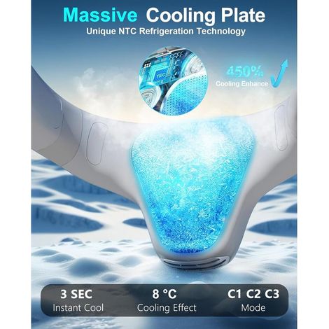 Ventilateur de cou portable, affichage numérique, ventilateur de climatisation portable silencieux à porter autour du cou, grille d'aération rotative, blanc. (1/4)