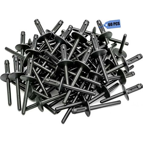 60 clips de fixation pour passages de roue (6 mm) - Pare-chocs et ailes de voiture,rivets aveugles pour passages de roue - Rivets aveugles en plastique