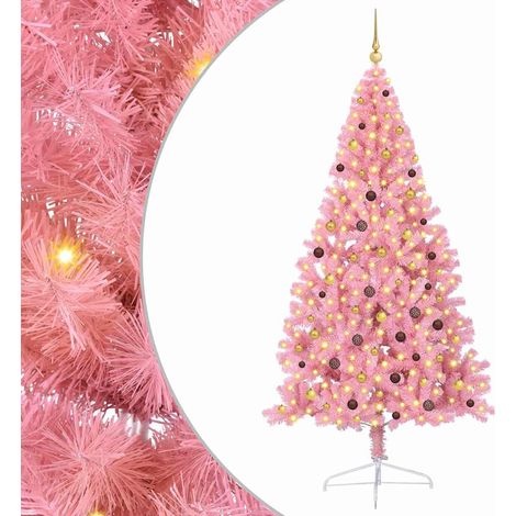 Künstlicher vorbeleuchteter Weihnachtsbaum Rosa 240 cm PVC vidaXL (1/5)