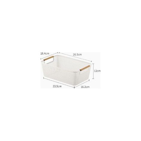 Panier de rangement ménager en plastique (blanc) (1/2)