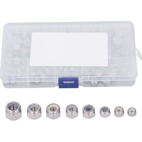 Kit assortimento di 80 dadi esagonali, in acciaio inox 304 con inserto in nylon, 8 specifiche -Crezuo