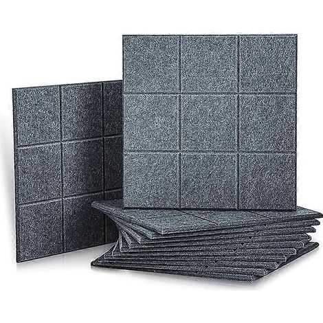12 panneaux d'absorption acoustique, carreaux de céramique biseautés pour isolation phonique, 9 blocs, pour bureaux et habitations, 30 x 30 x 0,9 cm (1/5)