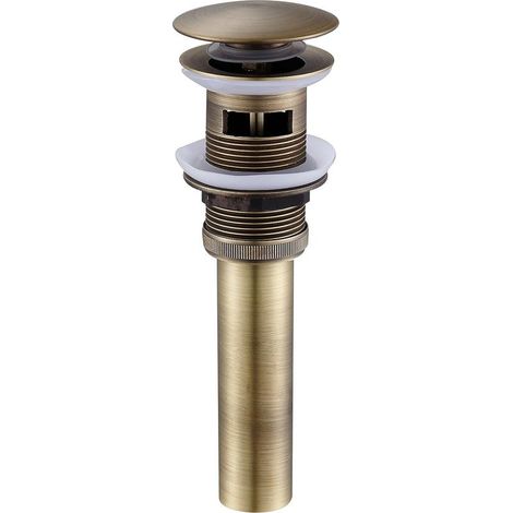 Bonde de vidange Pop Up Push Open avec Trop-Plein pour Lavabo Évier Soupape de Vidange en Laiton Couleur Bronze (1/5)