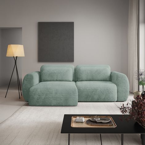 Umkehrbares und umwandelbares 3-Sitzer-Ecksofa mit Bettkasten Camilla Wassergrün