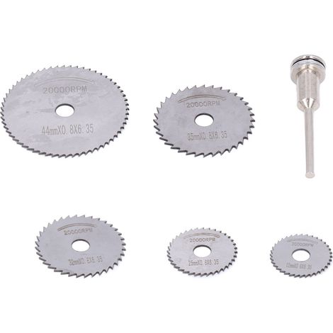 Lot de 5 lames de scie circulaire en acier rapide et forets avec molettes de coupe, dont une à tige de 1/8 pouce. (1/5)