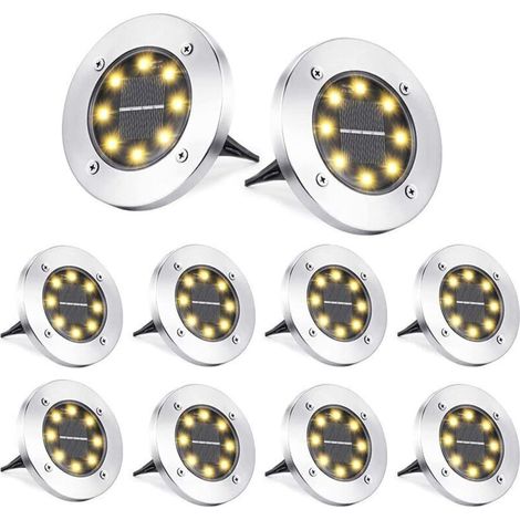 8 luci solari a LED per esterni, luci da giardino impermeabili, luci decorative bianche calde per cortile (8 pezzi)