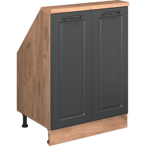 Dachschrägenschrank Rion, Goldkraft Eiche/Anthrazit Landhaus, mit 2 Türen, Vicco