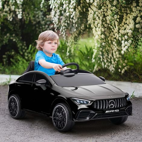 Macchina elettrica per bambini, telecomandata, con ruote di trasporto, luci a LED, clacson, per bambini dai 3 ai 6 anni, nera