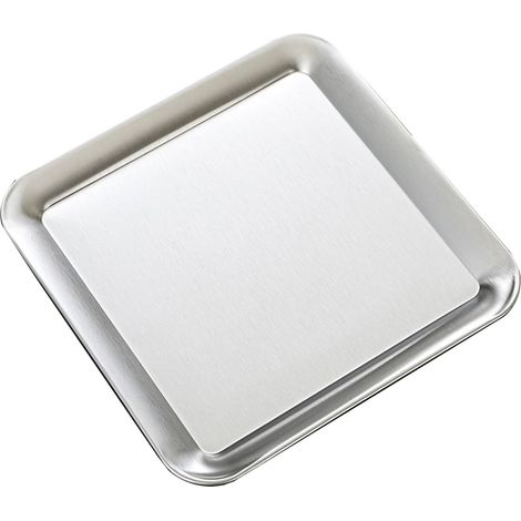Plat de service carré en acier inoxydable, plateau à vaisselle, assiette à barbecue, couleur argentée, pour la maison, L