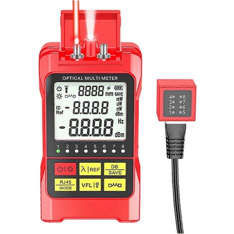 Testeur de puissance optique RJ45 -70- +10 dBm pour le test d'atténuation de la lumière et le diagnostic des défauts de câbles à fibre optique (multicolore) (1/4)
