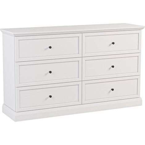 AX LIVING Kommode mit 6 Schubladen Levantos K6S – 146 cm, Weiß Opal