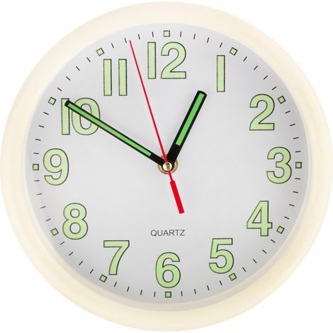 Orologio da parete fluorescente TG48015-1 che si illumina al buio, bianco