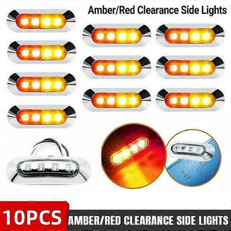 10 feux de gabarit ambre/rouge, feux de position latéraux à 4 LED pour camion, remorque ou caravane, 10-30 V (1/5)