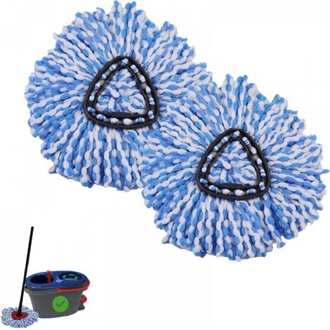 Lot de 2 recharges de balais essoreurs en microfibre EasyWring RinseClean pour O-Ceder (système à 2 réservoirs), têtes de rechange pour balais essoreurs en microfibre, bleu (1/5)