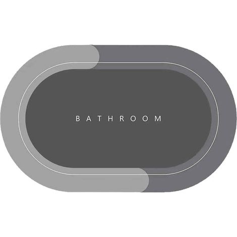 Tapis De Bain - Antidérapant Absorbant Rapide - Pour Baignoire Et Lavabo - 40 x 60 cm Forme Ovale Gris - 1 Pièce (1/5)