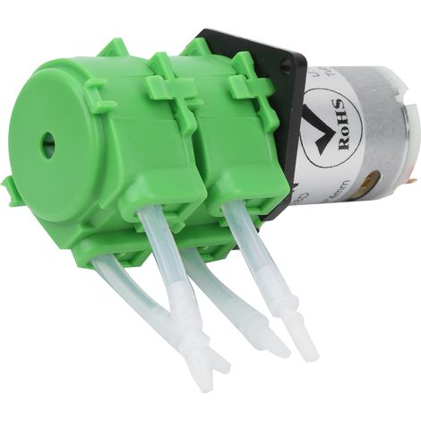 Pompe péristaltique double tête dosage liquide aquarium circulation tuyau silicone 2x4mm 12V DC (1/5)