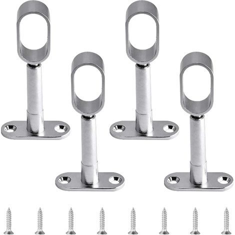 Juego de 4 soportes ajustables ovalados huecos de aleación de zinc para barra de armario, para armario, dormitorio, baño. (1/4)