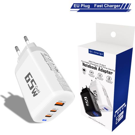 chargeurChargeur GaN 65 W au nitrure de gallium QC3.0 + PD, charge rapide pour téléphone portable, adaptateur pour ordinateur[P027] (1/5)