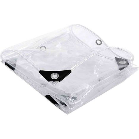 Bâche protection PVC transparent 3x1,8m pour meubles jardin, résistante froid, pluie, gel (1/5)
