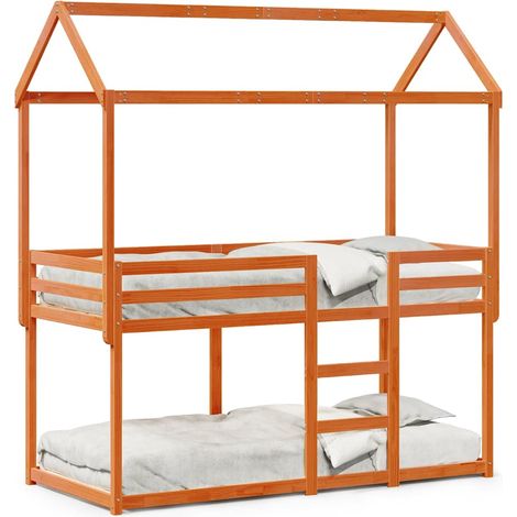 Maison Exclusive - Etagenbett mit Dach Wachsbraun 80x200 cm Massi