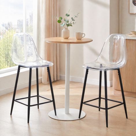 Transparente Barhocker, 2er-Set, schwarzes Metallgestell, 101,6 cm, mit Fußstütze OKMYHOME (1/5)