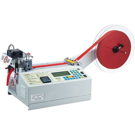 Macchina automatica per il taglio a misura a caldo e a freddo per etichette, nastri e materiali in nylon