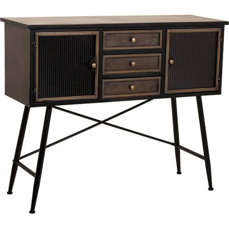 Buffet métal marron vieilli style industriel avec portes vitrées - marron vieilli effet industriel (1/5)