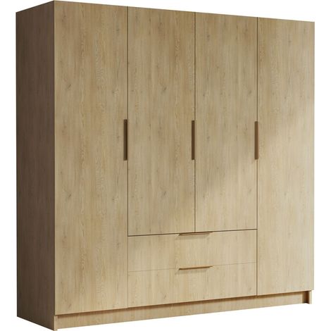 Armoire Closico 202, Chêne, 216x200x60cm, Portes d'armoire: Avec des charnières, Nombre d'étagères: 0 (1/5)