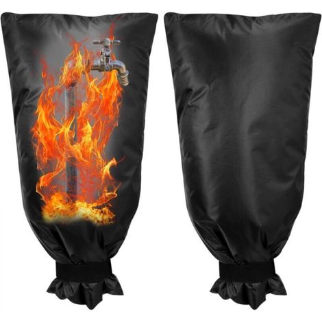 Black tap cover, 70 x 38 cm, 2-piece thick tap bag, waterproof, frost and cold resistant, protection for garden taps. (1/5)
