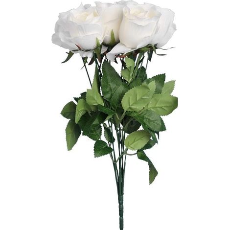 Bouquet bianco di 9 rose artificiali dall'aspetto realistico, alto 45 cm. (1/3)