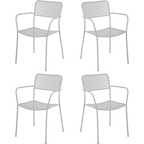 Set 4 sedie da giardino con braccioli motivo floreale grigio - Aura (1/4)
