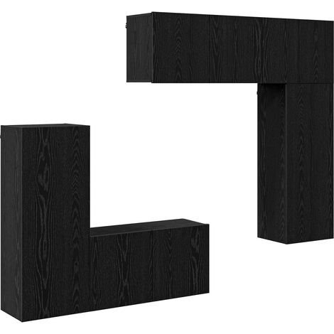 Maison Exclusive - TV-Wandmöbel 5 Stk. Schwarz Eichen-Optik Holzw (1/5)