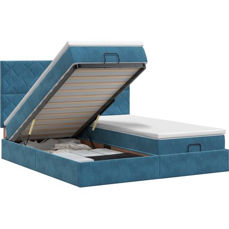 Maison Exclusive - Letto ottomano con materasso 2 pz Blu Scuro Velluto (1/5)