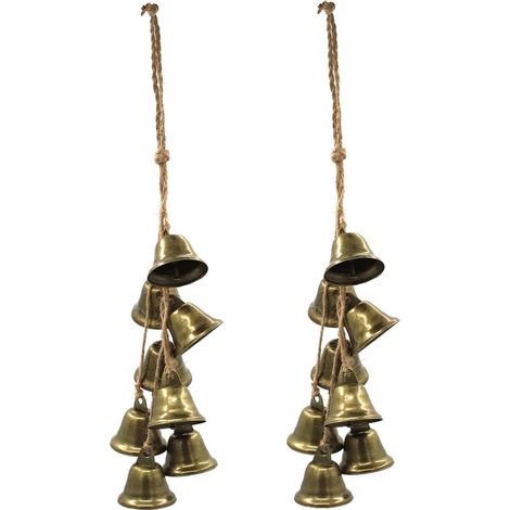 Set di 2 campanelli a vento a forma di campana da strega per maniglia della porta - Decorazione bohémien per la casa
