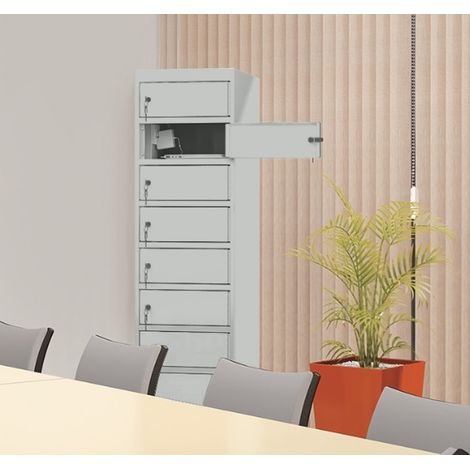PROVOST - Casier métallique pour ordinateurs - 10 cases verrouillables en gris anthracite