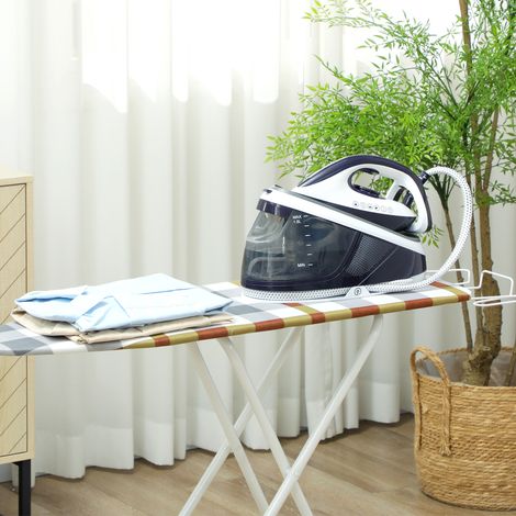 Centro de Planchado 2600W 100 g/min 8 Bares Función ECO Suela de Cerámica Sistema Antical Depósito Extraíble 1,5 L Azul
